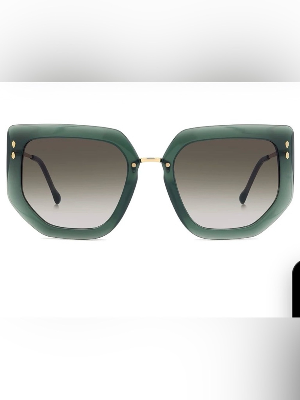 Isabel Marant Green Oversized Square Sunglasses with Gold Bridge